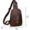 image:imageGenuine Leather Small Sling Bag for Women Crossbody Purse Handmade Hiking Daypack Retro Shoulder Backpack Vintage Chest BagsCoffee