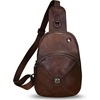image:imageGenuine Leather Small Sling Bag for Women Crossbody Purse Handmade Hiking Daypack Retro Shoulder Backpack Vintage Chest BagsCoffee