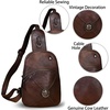 image:imageGenuine Leather Small Sling Bag for Women Crossbody Purse Handmade Hiking Daypack Retro Shoulder Backpack Vintage Chest BagsCoffee