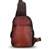 image:imageGenuine Leather Small Sling Bag for Women Crossbody Purse Handmade Hiking Daypack Retro Shoulder Backpack Vintage Chest BagsRed