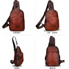image:imageGenuine Leather Small Sling Bag for Women Crossbody Purse Handmade Hiking Daypack Retro Shoulder Backpack Vintage Chest BagsRed