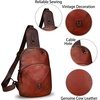 image:imageGenuine Leather Small Sling Bag for Women Crossbody Purse Handmade Hiking Daypack Retro Shoulder Backpack Vintage Chest BagsRed