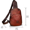image:imageGenuine Leather Small Sling Bag for Women Crossbody Purse Handmade Hiking Daypack Retro Shoulder Backpack Vintage Chest BagsRed