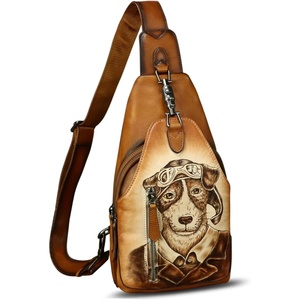image:imageGenuine Leather Sling Bag for Men and Women Real Leather Shoulder Crossbody Bag Chest Bag Sling Backpack PurseHand Painted 01