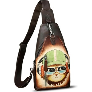 image:imageGenuine Leather Sling Bag for Men and Women Real Leather Shoulder Crossbody Bag Chest Bag Sling Backpack PurseHand Painted 02