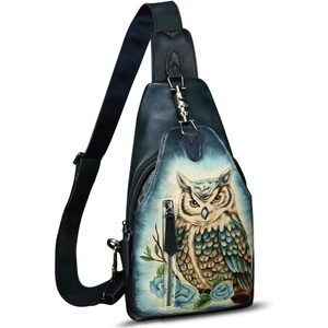 image:imageGenuine Leather Sling Bag for Men and Women Real Leather Shoulder Crossbody Bag Chest Bag Sling Backpack PurseHand Painted 03