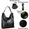 image:imageGenuine Leather Hobo Bags for Women Shoulder Tote Bag Full Grain Leather Satchel Purses HandbagsBlack