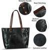 image:imageGenuine Leather Tote Bag for Women Shoulder Bag Vintage Leather Purse HandbagBlack