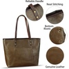 image:imageGenuine Leather Tote Bag for Women Shoulder Bag Vintage Leather Purse HandbagKhaki