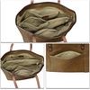 image:imageGenuine Leather Tote Bag for Women Shoulder Bag Vintage Leather Purse HandbagKhaki