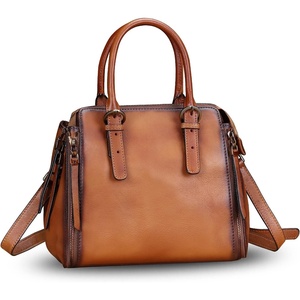 image:imageGenuine Leather Handbags Satchel for Women Purse Vintage Handmade TopHandle Crossbody Shoulder BagBrown
