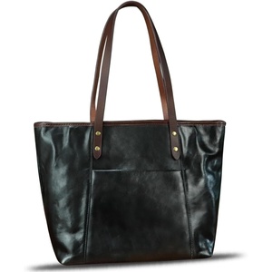 image:imageGenuine Leather Tote Bag for Women Shoulder Bag Vintage Leather Purse HandbagBlack