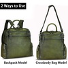 image:imageGenuine Leather Backpack for Women Convertible Design Shoulder Bag Vintage Casual Daypack Knapsack Rucksack Purse CoffeeGreen