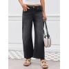 imageBarrel Jeans for Women Trendy Stretchy Mid Waist Wide Leg Cropped Denim Pants Boyfriend Baggy Jeans with PocketsBlack