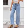 imageBarrel Jeans for Women Trendy Stretchy Mid Waist Wide Leg Cropped Denim Pants Boyfriend Baggy Jeans with PocketsLightblue