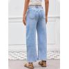 imageBarrel Jeans for Women Trendy Stretchy Mid Waist Wide Leg Cropped Denim Pants Boyfriend Baggy Jeans with PocketsLightblue