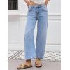 imageBarrel Jeans for Women Trendy Stretchy Mid Waist Wide Leg Cropped Denim Pants Boyfriend Baggy Jeans with PocketsLightblue