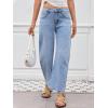 imageBarrel Jeans for Women Trendy Stretchy Mid Waist Wide Leg Cropped Denim Pants Boyfriend Baggy Jeans with PocketsLightblue