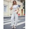 imageBarrel Jeans for Women Trendy Stretchy Mid Waist Wide Leg Cropped Denim Pants Boyfriend Baggy Jeans with PocketsWhite