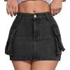 imageHigh Waisted Cargo Denim Skort for Woman Y2K Mini Jean Skirt for Women Denim Faldas De Mezclilla para MujerBlack