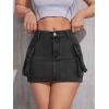 imageHigh Waisted Cargo Denim Skort for Woman Y2K Mini Jean Skirt for Women Denim Faldas De Mezclilla para MujerBlack