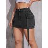 imageHigh Waisted Cargo Denim Skort for Woman Y2K Mini Jean Skirt for Women Denim Faldas De Mezclilla para MujerBlack