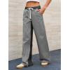 imageLow Rise Striped Pants for Women Pull On Drawstring Boho Wide Leg Jeans Trendy 2025Blackgrey