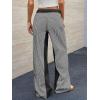 imageLow Rise Striped Pants for Women Pull On Drawstring Boho Wide Leg Jeans Trendy 2025Blackgrey