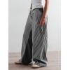 imageLow Rise Striped Pants for Women Pull On Drawstring Boho Wide Leg Jeans Trendy 2025Blackgrey