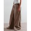 imageLow Rise Striped Pants for Women Pull On Drawstring Boho Wide Leg Jeans Trendy 2025Coffee