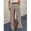 imageLow Rise Striped Pants for Women Pull On Drawstring Boho Wide Leg Jeans Trendy 2025Coffee