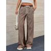 imageLow Rise Striped Pants for Women Pull On Drawstring Boho Wide Leg Jeans Trendy 2025Coffee