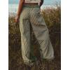 imageLow Rise Striped Pants for Women Pull On Drawstring Boho Wide Leg Jeans Trendy 2025Green