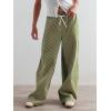 imageLow Rise Striped Pants for Women Pull On Drawstring Boho Wide Leg Jeans Trendy 2025Green