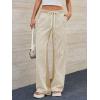 imageLow Rise Striped Pants for Women Pull On Drawstring Boho Wide Leg Jeans Trendy 2025Khaki