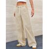 imageLow Rise Striped Pants for Women Pull On Drawstring Boho Wide Leg Jeans Trendy 2025Khaki