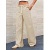 imageLow Rise Striped Pants for Women Pull On Drawstring Boho Wide Leg Jeans Trendy 2025Khaki