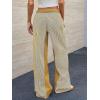 imageLow Rise Striped Pants for Women Pull On Drawstring Boho Wide Leg Jeans Trendy 2025Mustardyellow