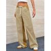 imageLow Rise Striped Pants for Women Pull On Drawstring Boho Wide Leg Jeans Trendy 2025Mustardyellow