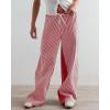 imageLow Rise Striped Pants for Women Pull On Drawstring Boho Wide Leg Jeans Trendy 2025Red