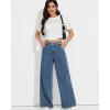 imageMid Rise Wide Leg Jeans for Women Loose Front Seam Straight Leg Boyfriend Denim Pants TrendyLight Blue