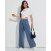 imageMid Rise Wide Leg Jeans for Women Loose Front Seam Straight Leg Boyfriend Denim Pants TrendyLight Blue