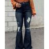 imageVintage Bell Bottoms Flare Jeans for Women 90s High Waist Ripped Distressed Wide Leg High Rise Denim Pants203black Blue