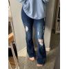 imageVintage Bell Bottoms Flare Jeans for Women 90s High Waist Ripped Distressed Wide Leg High Rise Denim Pants203dark Blue