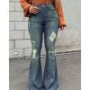 imageVintage Bell Bottoms Flare Jeans for Women 90s High Waist Ripped Distressed Wide Leg High Rise Denim PantsCyanblue