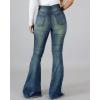 imageVintage Bell Bottoms Flare Jeans for Women 90s High Waist Ripped Distressed Wide Leg High Rise Denim PantsCyanblue