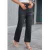imageWide Leg High Waisted Jeans for Women Trendy Stretchy Cropped Straight Leg Flare Jeans Frayed Hem Baggy Denim PantsBlack