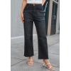imageWide Leg High Waisted Jeans for Women Trendy Stretchy Cropped Straight Leg Flare Jeans Frayed Hem Baggy Denim PantsBlack