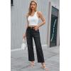 imageWide Leg High Waisted Jeans for Women Trendy Stretchy Cropped Straight Leg Flare Jeans Frayed Hem Baggy Denim PantsBlack