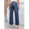imageWide Leg High Waisted Jeans for Women Trendy Stretchy Cropped Straight Leg Flare Jeans Frayed Hem Baggy Denim PantsDark Blue